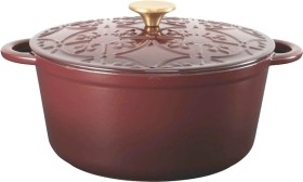 The-Cooks-Collective-Fleur-De-Lis-Casserole-26cm-Burgundy on sale