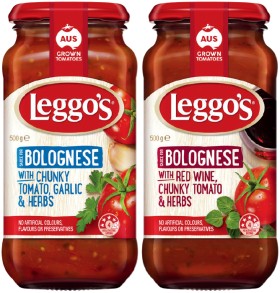 Leggos-Pasta-Sauce-490500g-Selected-Varieties on sale