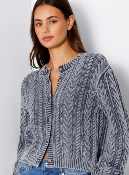 Grab-Denim-Washed-Cable-Cropped-Cardi-Vintage-Indigo on sale