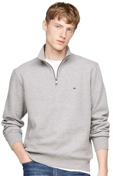 Tommy+Hilfiger+Essential+Cotton+Zip+Mock+Neck+Knit