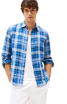 Tommy+Hilfiger+Linen+Medium+Check+Long+Sleeve+Shirt