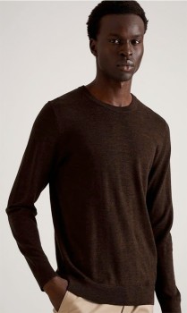 Blaq-Australian-Merino-Crew-Neck-Knit-Chocolate on sale
