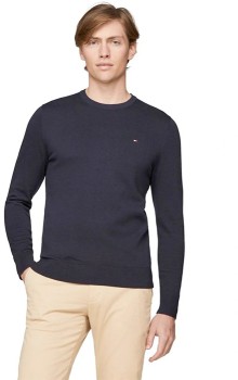 Tommy+Hilfiger+Essential+Cotton+Crew+Neck+Knit+-+Navy