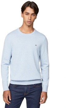 Tommy+Hilfiger+Essential+Cotton+Crew+Neck+Knit+-+Blue