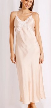 Chloe-Lola-Signature-Satin-Long-Chemise-Ecru on sale