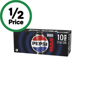 Pepsi-or-Pepsi-Max-Soft-Drink-Cans-10-x-375ml on sale