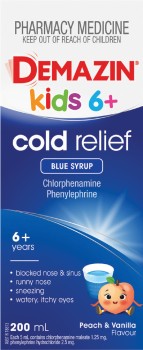 Demazin-Kids-Cold-Relief-Blue-Syrup-200mL on sale