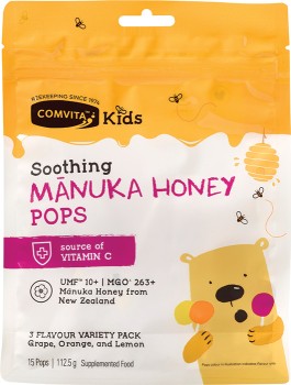 Comvita-Kids-Soothing-Manuka-Honey-Pops-15-Pack on sale