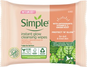Simple-Instant-Glow-Face-Wipes-20-Pack on sale