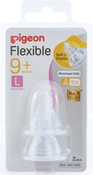 Pigeon+Flexible+Peristaltic+Teat+Slim+Neck+Large+2+Pack%2A