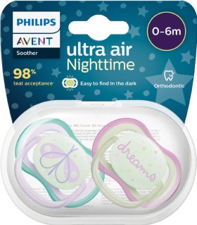 Philips-Avent-Ultra-Air-Soother-Nighttime-Glow-0-6-Months-2-Pack on sale