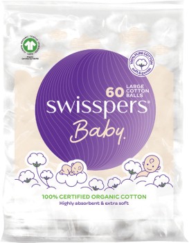 Swisspers-Baby-Organic-Cotton-Wool-Balls-60-Pack on sale