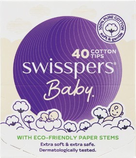 Swisspers-Baby-Organic-Cotton-Tips-Paper-Stems-40-Pack on sale
