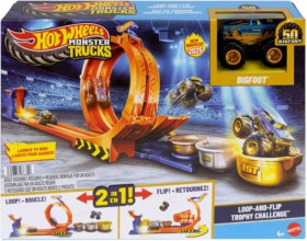Hot-Wheels-Monster-Trucks-Loop-And-Flip-Trophy-Challenge-Playset-Die-Cast-Bigfoot-Toy-Truck on sale
