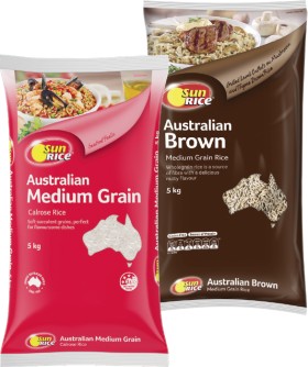 SunRice-Australian-Medium-Grain-Calrose-Rice-or-Brown-Rice-5kg on sale