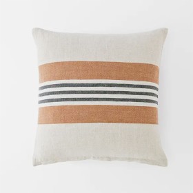 Everett+Herringbone+Stripe+Linen+Cushion+-+Natural