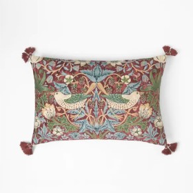 Strawberry-Thief-Cushion-CrimsonSlate on sale