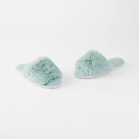 Open-Toe-Fur-Slide-Emerald on sale