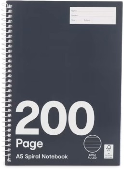 3+Pack+200+Page+A5+Spiral+Notebooks+-+White