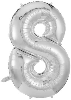 Giant+Number+8+Foil+Balloon+-+Silver