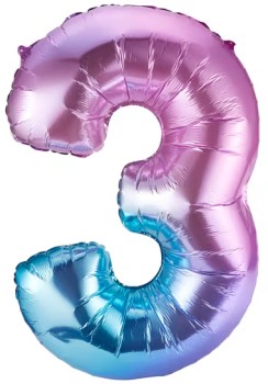 Giant+Number+3+Foil+Balloon+-+Multi
