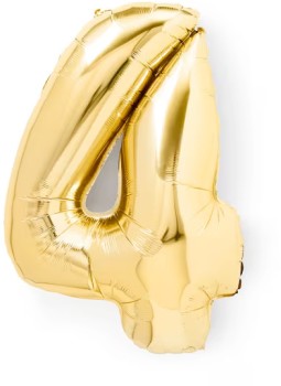 Gold+Look+Giant+Number+4+Foil+Balloon