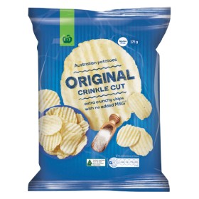 Woolworths-Crinkle-Cut-Chips-175g on sale