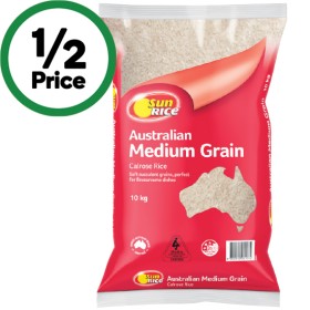 SunRice-Medium-Grain-White-Rice-10-kg on sale