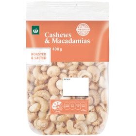 Woolworths-Cashews-Macadamias-Roasted-Salted-400g-Pack on sale