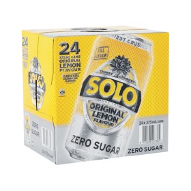 Mountain-Dew-Solo-Zero-Sugar-or-Sunkist-Zero-Sugar-Soft-Drink-Varieties-24-x-375ml on sale