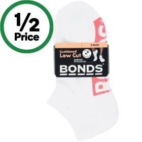 Bonds-Ladies-Cushioned-Low-Cut-Socks-Assorted-Pk-3 on sale