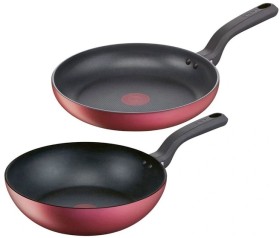 Tefal+Delight+Induction+Non-Stick+Twin+Pack+28cm+Frypan%2C+28cm+Wok+-+Red