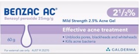 Benzac+AC+Mild+Strength+2.5%25+Acne+Gel+60g