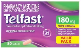 Telfast+Fast+Acting+Hayfever+Allergy+Relief+180mg+80+Tablets