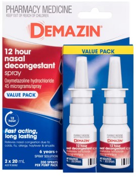 Demazin+12+Hour+Relief+Nasal+Decongestant+Spray+2+x+20ml+Value+Pack