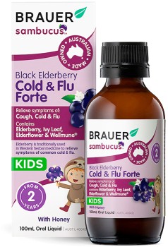Brauer-Sambucus-Black-Elderberry-Kids-Cold-Flu-Forte-100ml on sale