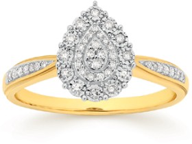 9ct-Two-Tone-Gold-Diamond-Pear-Ring on sale