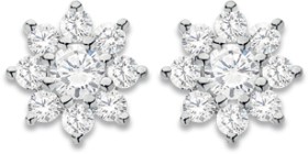 Alora+10ct+Gold+1+Carat+TW+Lab+Grown+Diamond+Flower+Cluster+Stud+Earrings