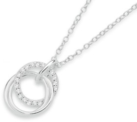 Sterling+Silver+Cubic+Zirconia%2FPolish+Circles+of+Love+Drop+Pendant
