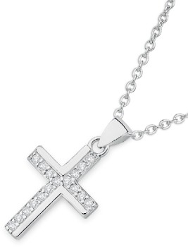 Sterling+Silver+Cubic+Zirconia+Cross+Pendant