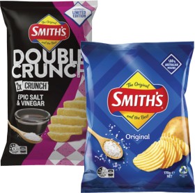 Smiths-Crinkle-Cut-or-Double-Crunch-Potato-Chips-150g-170g on sale