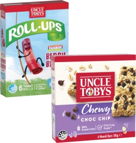 Uncle+Tobys+Muesli+Bars+145g-185g+or+Roll+Ups+94g