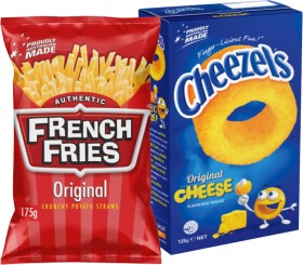 Cheezels-Box-110125g-French-Fries-or-Samboy-Potato-Chips-175g-Selected-Varieties on sale