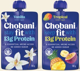 Chobani+Fit+Protein+Greek+Yogurt+Pouch+140g+Selected+Varieties
