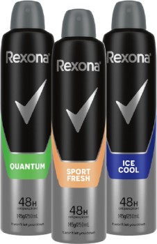 Rexona+Men%26rsquo%3Bs+Antiperspirant+Spray+250mL+Selected+Varieties