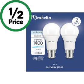 Mirabella+LED+GLS+Bayonet+or+Edison+Screw+14W+1400lm+Light+Globe+Pk+2
