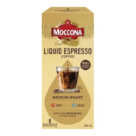NEW+Moccona+Liquid+Espresso+Coffee+Sachets+Pk+8