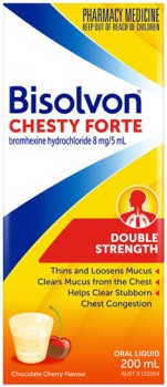Bisolvon-Chesty-Forte-Double-Strength-Oral-Liquid-Chocolate-Cherry-Flavour-200mL on sale
