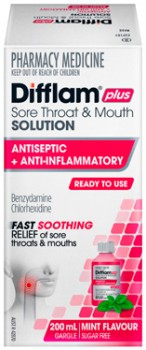 Difflam-Plus-Sore-Throat-Mouth-Solution-Mint-Flavour-200mL on sale