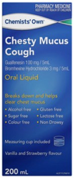 Chemists%26rsquo%3B+Own+Chesty+Mucus+Cough+Oral+Liquid+Vanilla+and+Strawberry+Flavour+200mL